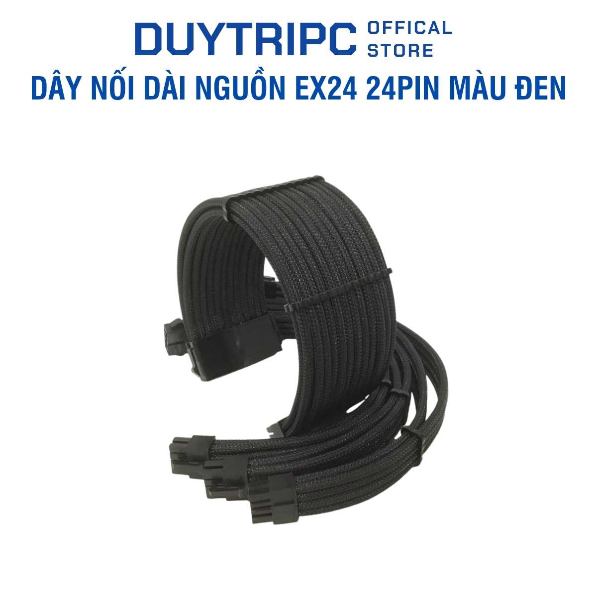 Dây Nối Dài Nguồn EX24 24Pin Màu Đen – Cáp Nguồn Mainboard Bọc Lưới Cao Cấp, Tăng Tính Thẩm Mỹ PC